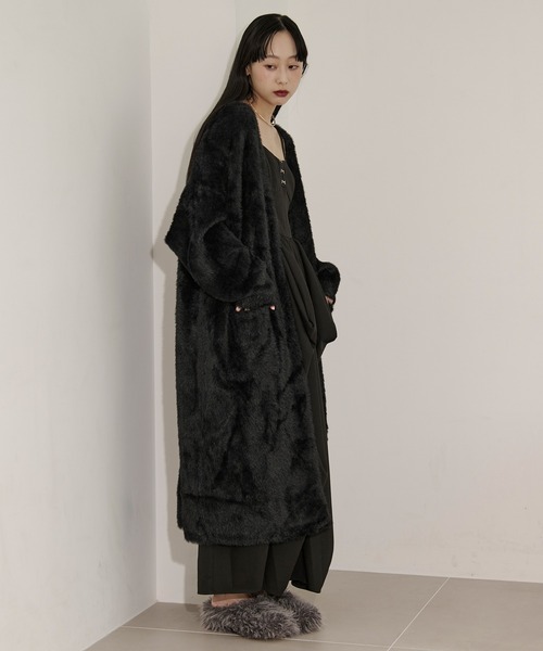 Ezick カーディガン shaggy gown シャギーロングカーディガン
