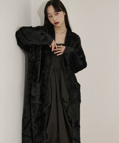 Ezick カーディガン shaggy gown シャギーロングカーディガン