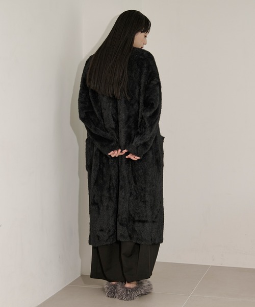 Ezick カーディガン shaggy gown シャギーロングカーディガン