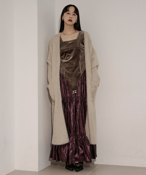 Ezick カーディガン shaggy gown シャギーロングカーディガン