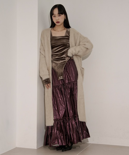 Ezick カーディガン shaggy gown シャギーロングカーディガン