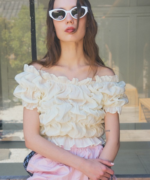 「VIOLETTA」 半袖カットソー FREE ベージュ レディース_画像8