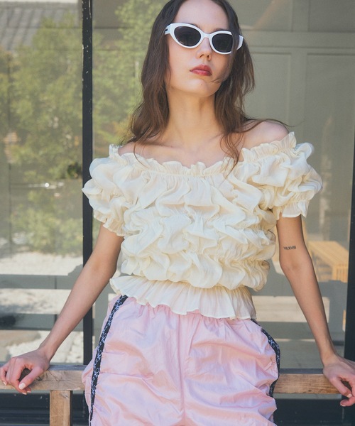 「VIOLETTA」 半袖カットソー FREE ベージュ レディース_画像9