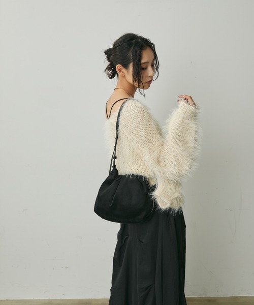 Lunea ショルダーバッグ バッグ 2wayサイドジップスウェード巾着バッグ