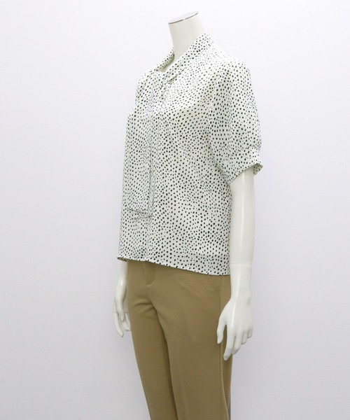 「TOKYO SHIRTS」 半袖ブラウス L オフホワイト レディース_画像8