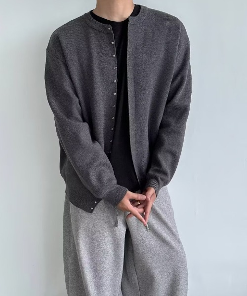 黒いボタン付きカーディガン Lサイズ ハートボタンV開きシャギーカーディガン[品番：SHNW0010313]｜LADY