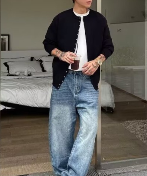 CREARE -LINO- カーディガン シルバーボタンカーディガン メンズ