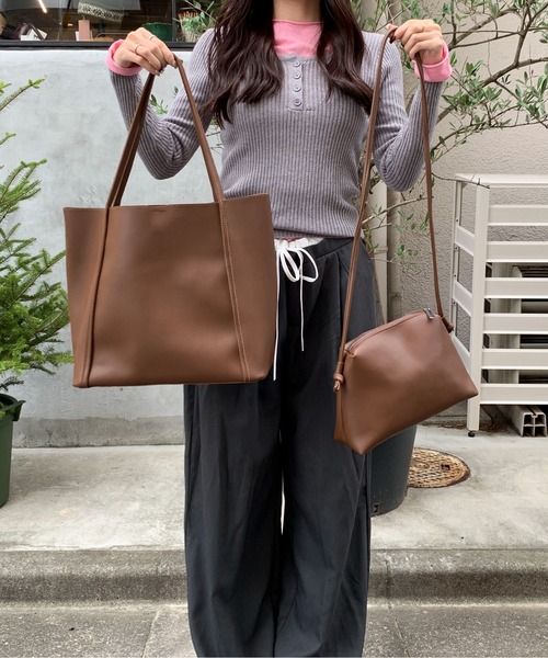 Maison Calme トートバッグ 「2点セット」フェイクレザーミニ
