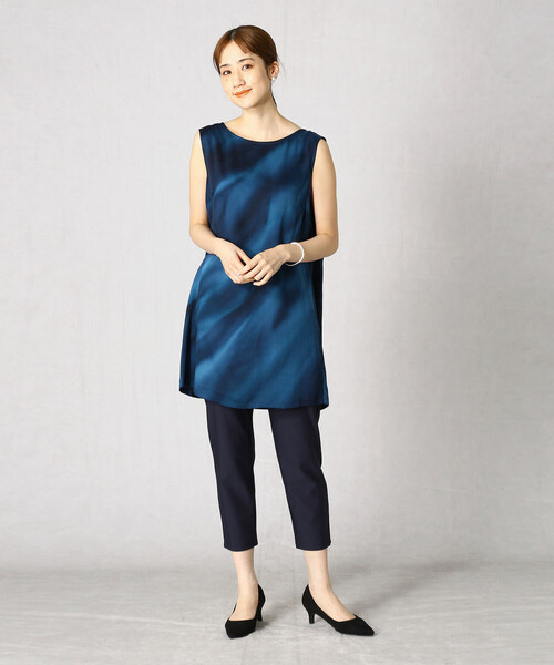 「Comme ca Mature」 ノースリーブワンピース LARGE ネイビー レディース_画像2