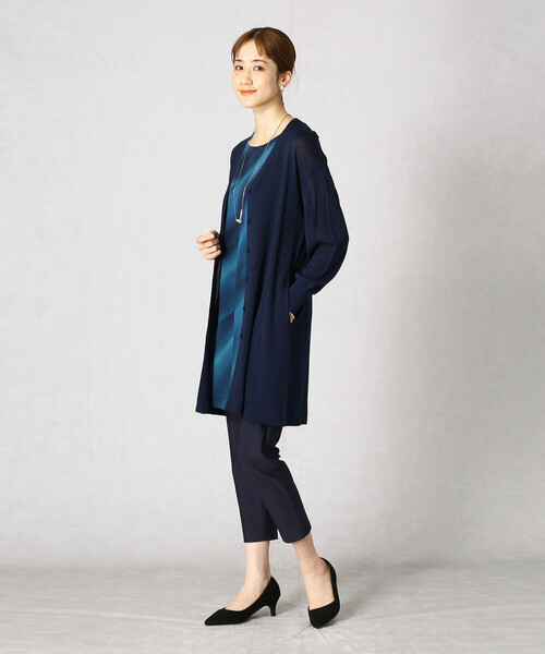 「Comme ca Mature」 ノースリーブワンピース LARGE ネイビー レディース_画像3