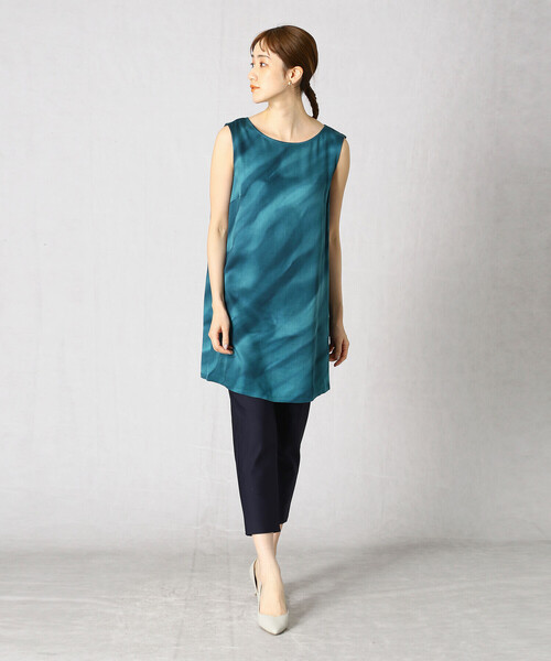 「Comme ca Mature」 ノースリーブワンピース LARGE ネイビー レディース_画像4