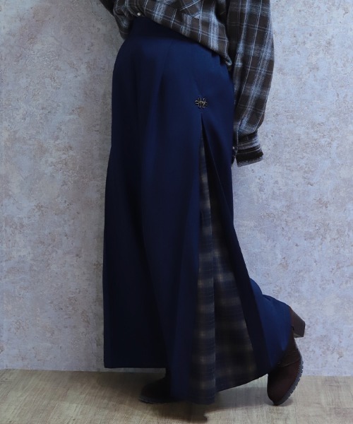 axes femme（アクシーズ ファム） ワイドパンツ パンツ チェック切替