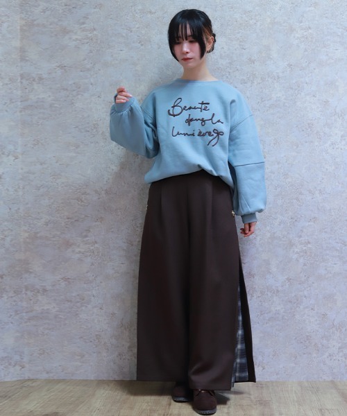 axes femme（アクシーズ ファム） ワイドパンツ パンツ チェック切替