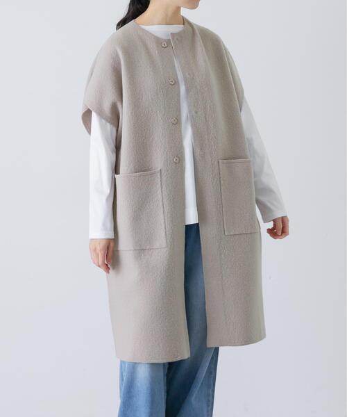 かぐれ ベスト ジレ 圧縮ウールフレンチロングジレ レディース