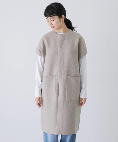 かぐれ ベスト ジレ 圧縮ウールフレンチロングジレ レディース