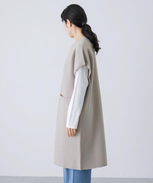 かぐれ ベスト ジレ 圧縮ウールフレンチロングジレ レディース