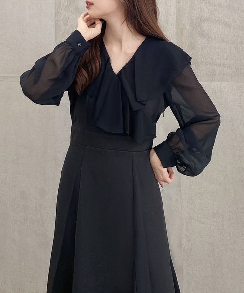 「JUNOAH」 長袖ワンピース X-LARGE ブラック レディース_画像2