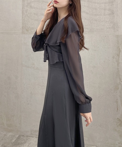 「JUNOAH」 長袖ワンピース X-LARGE ブラック レディース_画像7