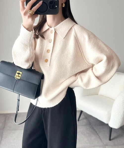 「classicalelf」 長袖ニット LARGE チャコール レディース_画像9