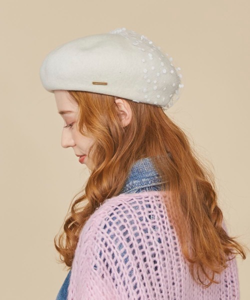 「kaorinomori」 ベレー帽 M/57.5cm イエロー レディース_画像3