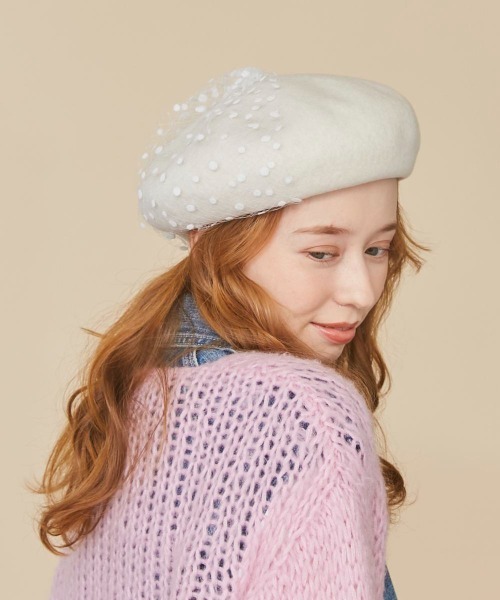 「kaorinomori」 ベレー帽 M/57.5cm イエロー レディース_画像4