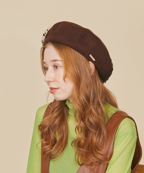 「kaorinomori」 ベレー帽 M/57.5cm イエロー レディース_画像7