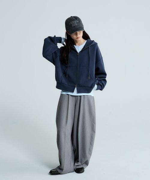 ワイドパンツ スラックス パンツ バックタックコクーンパンツ/663465 レディースの画像