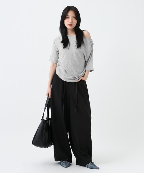ワイドパンツ スラックス パンツ バックタックコクーンパンツ/663465 レディースの画像