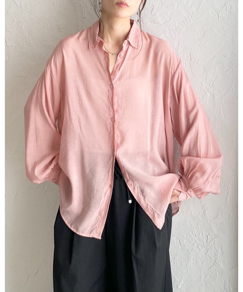 She's Closet ブラウス シャツ 長袖 オーバーサイズ シアーシャツ