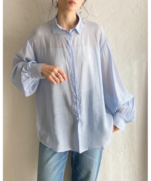 はな　y's シャツブラウス　長袖 She's Closet ブラウス シャツ 長袖 オーバーサイズ シアーシャツ