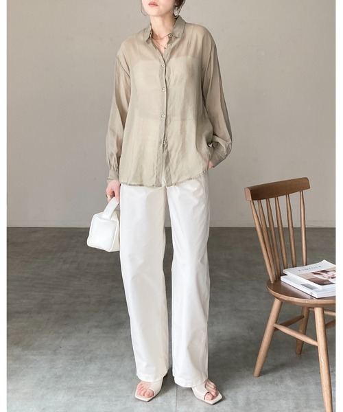She's Closet ブラウス シャツ 長袖 オーバーサイズ シアーシャツ
