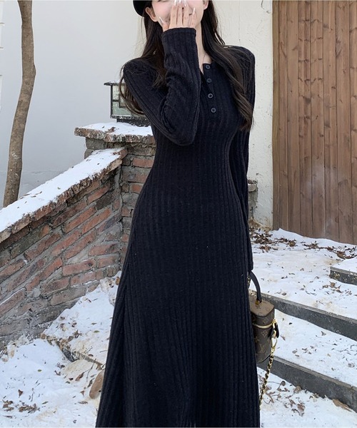 「MAISON DE THERESE」 ニットワンピース L グレー レディース_画像3