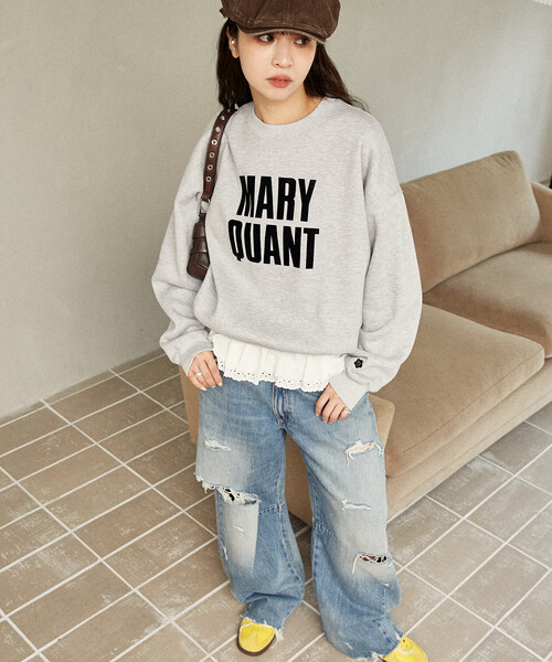 「PUBLUX」 スウェットカットソー「MARY QUANTコラボ」 フリ- グレー レディース_画像4