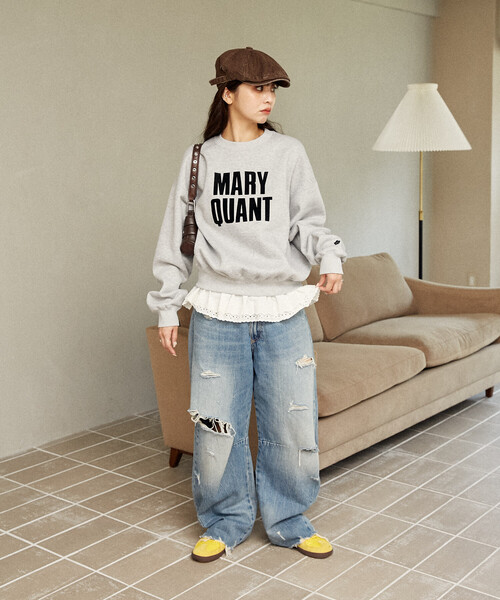 「PUBLUX」 スウェットカットソー「MARY QUANTコラボ」 フリ- グレー レディース_画像7