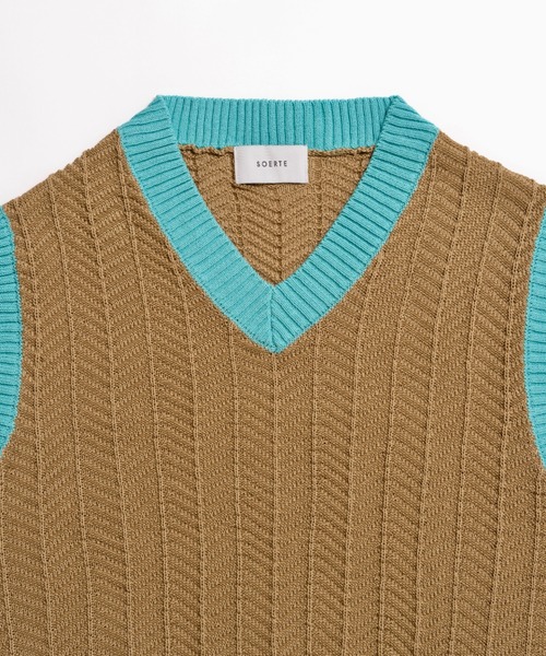 soerte ベスト ジレ Herringbone Summer Knit Vest/ヘリンボーンサマー