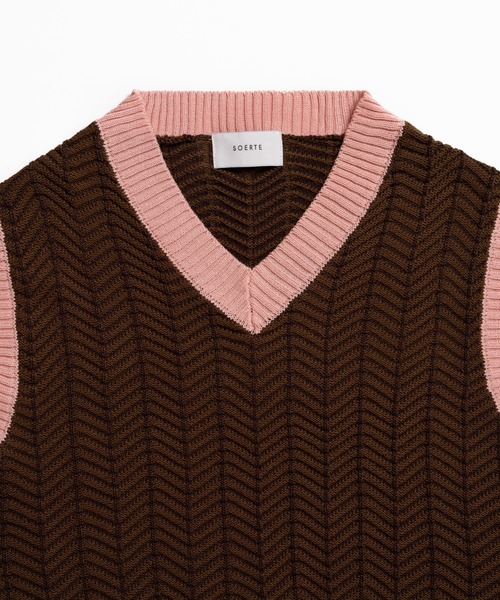 soerte ベスト ジレ Herringbone Summer Knit Vest/ヘリンボーンサマー