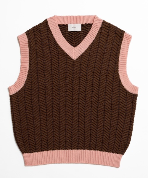 soerte ベスト ジレ Herringbone Summer Knit Vest/ヘリンボーンサマー