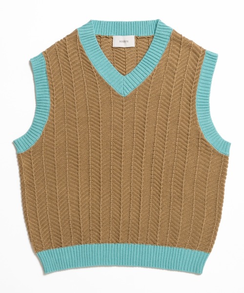 soerte ベスト ジレ Herringbone Summer Knit Vest/ヘリンボーンサマー
