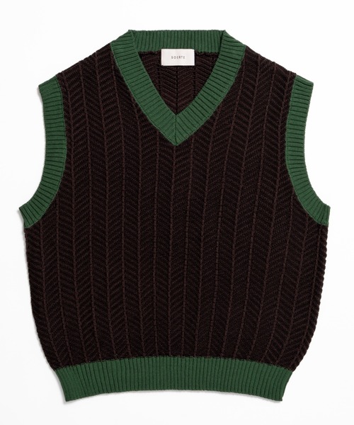 soerte ベスト ジレ Herringbone Summer Knit Vest/ヘリンボーンサマー