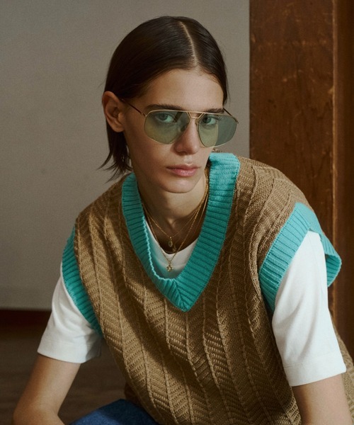 soerte ベスト ジレ Herringbone Summer Knit Vest/ヘリンボーンサマー