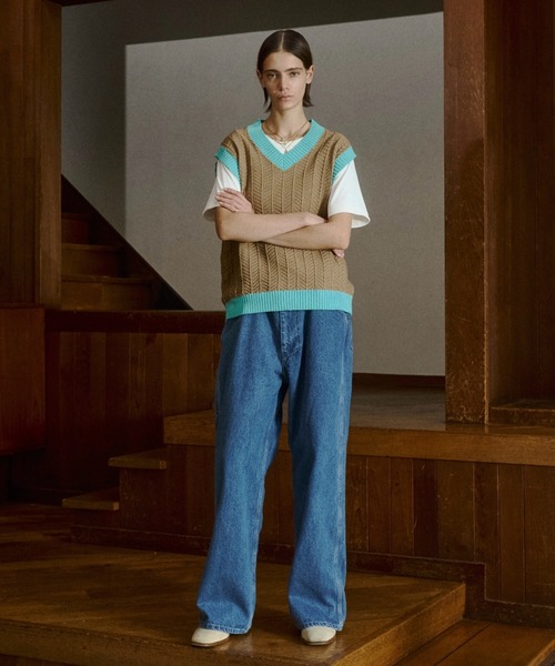 soerte ベスト ジレ Herringbone Summer Knit Vest/ヘリンボーンサマー