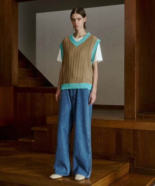soerte ベスト ジレ Herringbone Summer Knit Vest/ヘリンボーンサマー