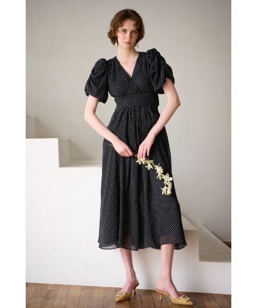 エステラケー ドットワンピース(美品) Estella.K ワンピース 半袖 New Harper Polka-dot Dress「Essential