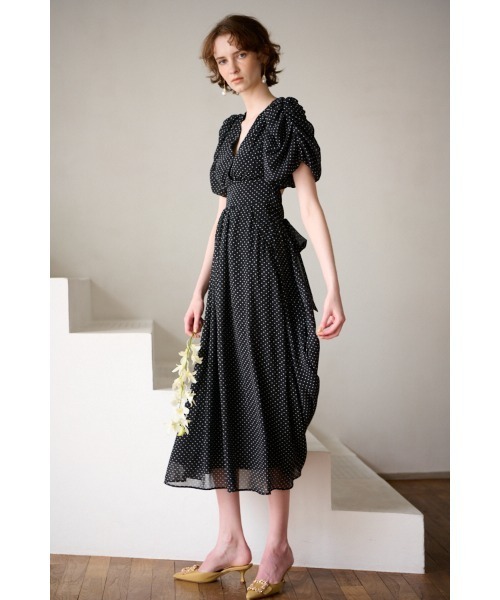 エステラケー カシュクールドットドレス Estella.K ワンピース 半袖 New Harper Polka-dot Dress「Essential