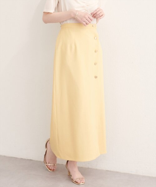 natural couture ロング スカート フロント金釦ナロースカート