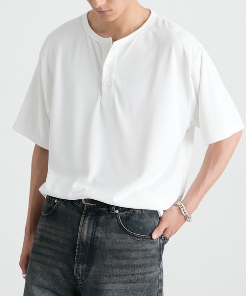 MONO-MART（モノマート） ヘンリーネック tシャツ 速乾 快適な着心地
