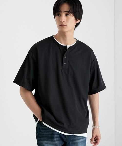 M*d様 美品 Moncler ヘンリーネックサーマルシャツ ブラック Mサイズ MONO-MART（モノマート） ヘンリーネック tシャツ 快適な着心地
