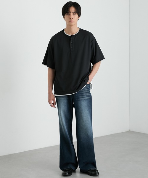 MONO-MART（モノマート） ヘンリーネック tシャツ 快適な着心地