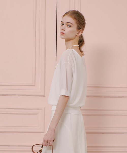 「LOULOU WILLOUGHBY」 半袖ニット 2 オフホワイト レディース_画像3