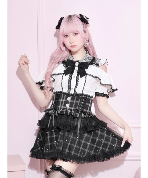 NOEMIE（ノエミー） ブラウス シャツ 半袖 ケープフリルオープン